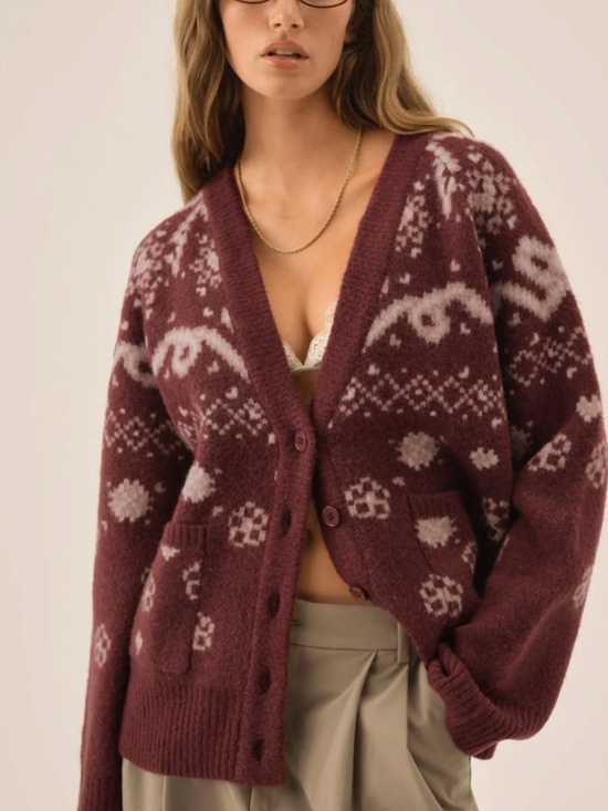 For Love And Lemons Sweaters - For Love and Lemons Arabella Intarsia Cardigan - NWT
